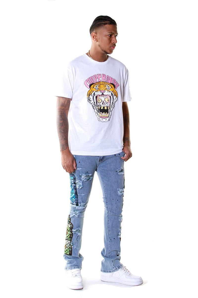 TEMPLE STACK JEANS LIGHT WASH