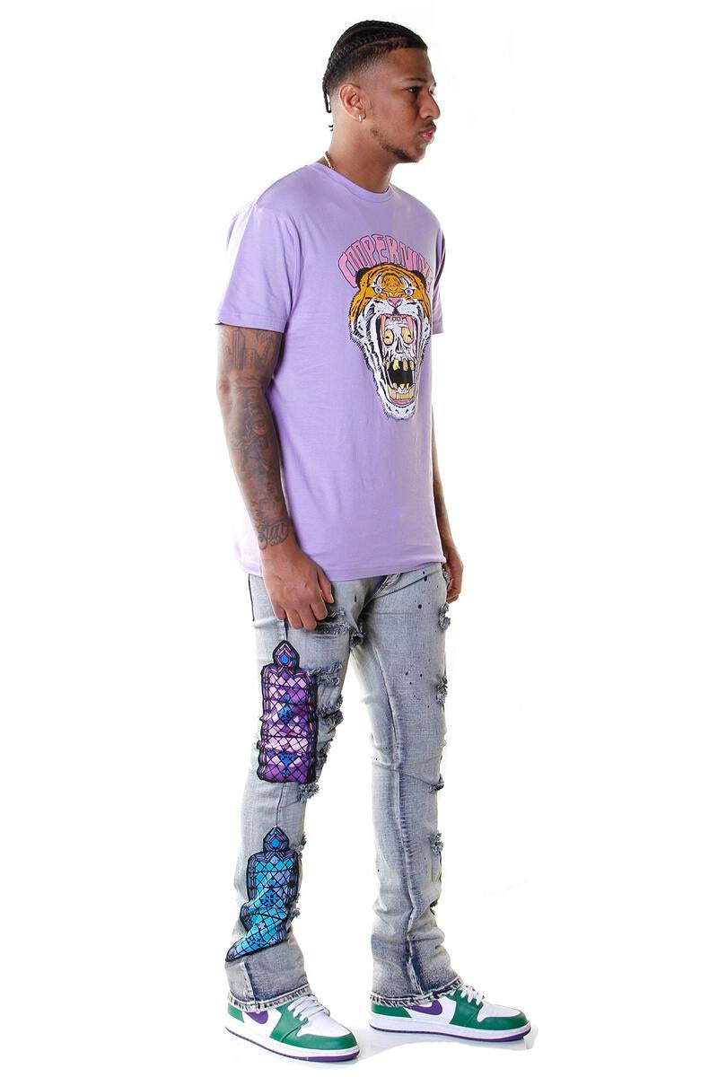 TEMPLE STACK JEANS MID WASH