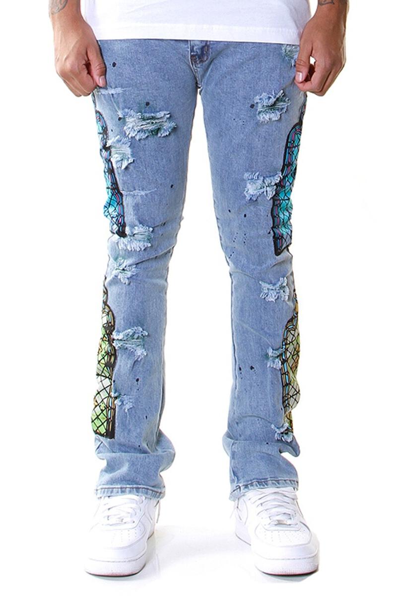TEMPLE STACK JEANS LIGHT WASH