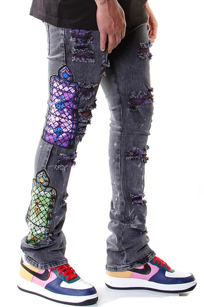 TEMPLE STACK JEANS BLACK WASH