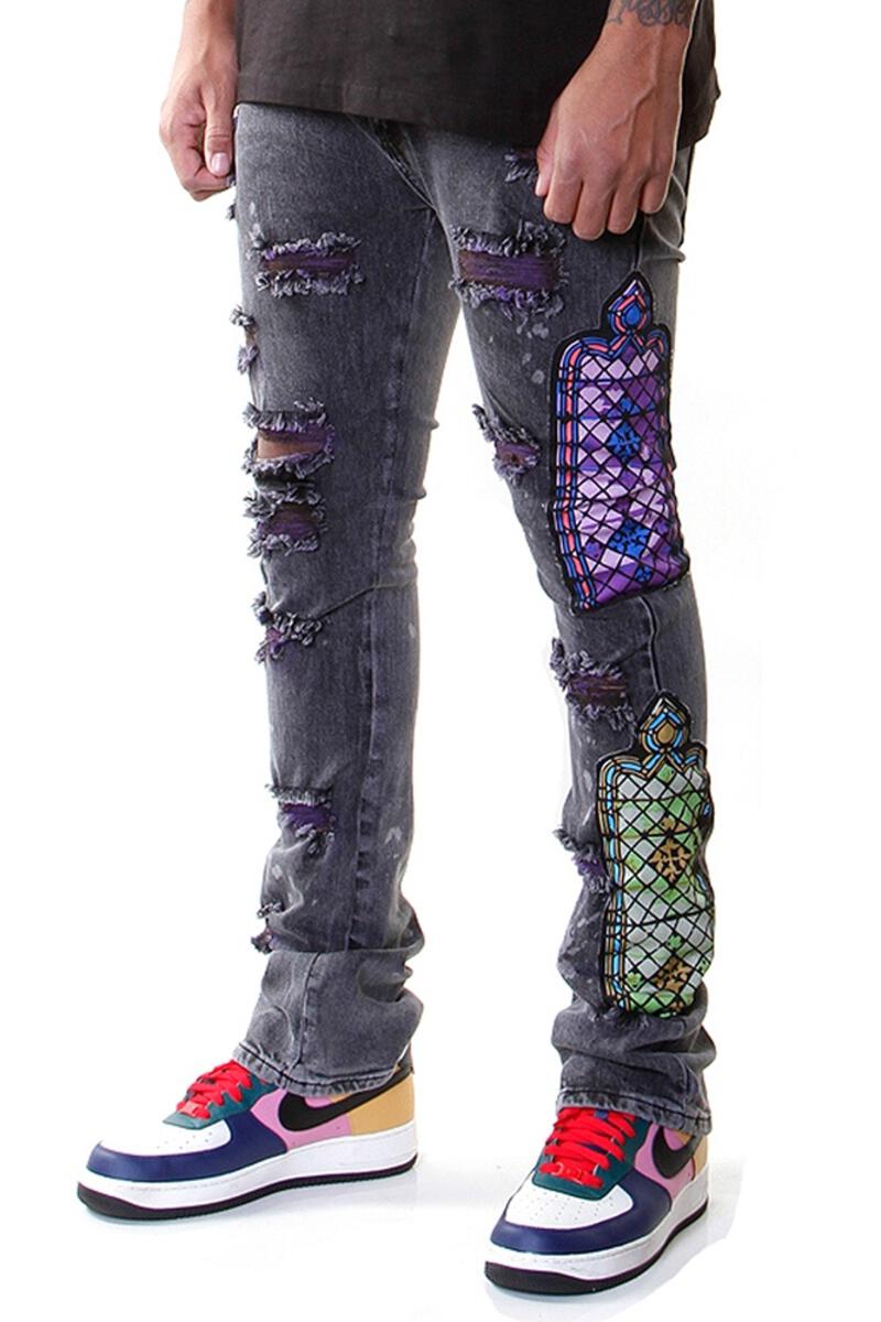 TEMPLE STACK JEANS BLACK WASH