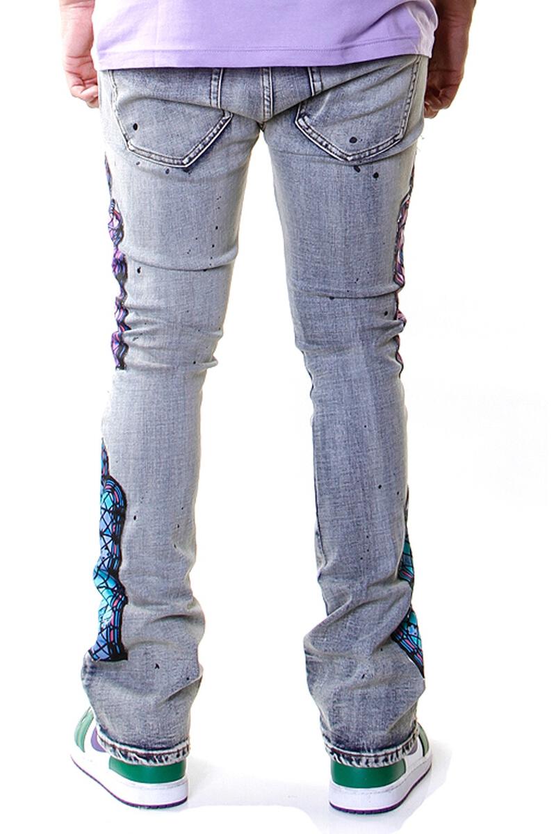TEMPLE STACK JEANS MID WASH