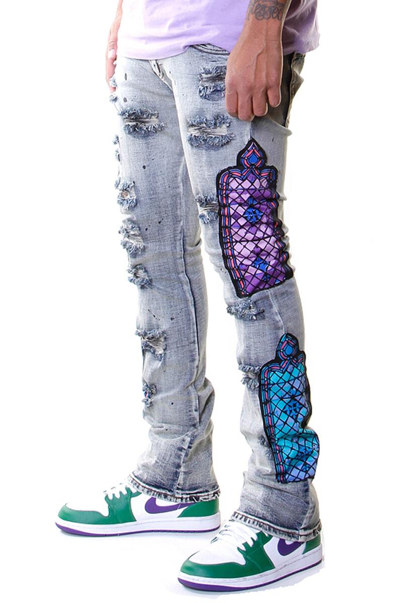 TEMPLE STACK JEANS MID WASH