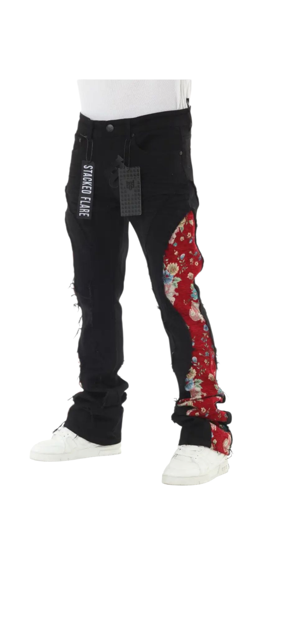 BLACK TAPESTRY STACK JEANS