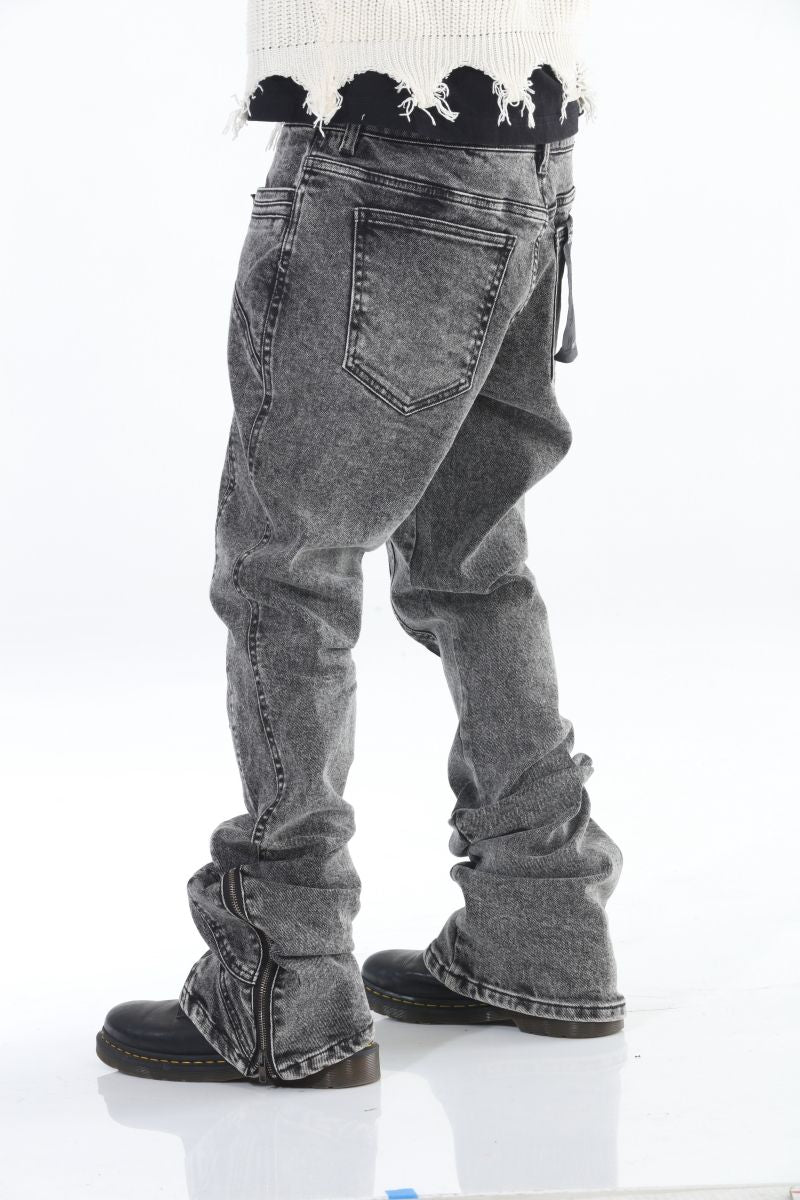 Cut and Sewn Panel Acid Wash Stacked Flare