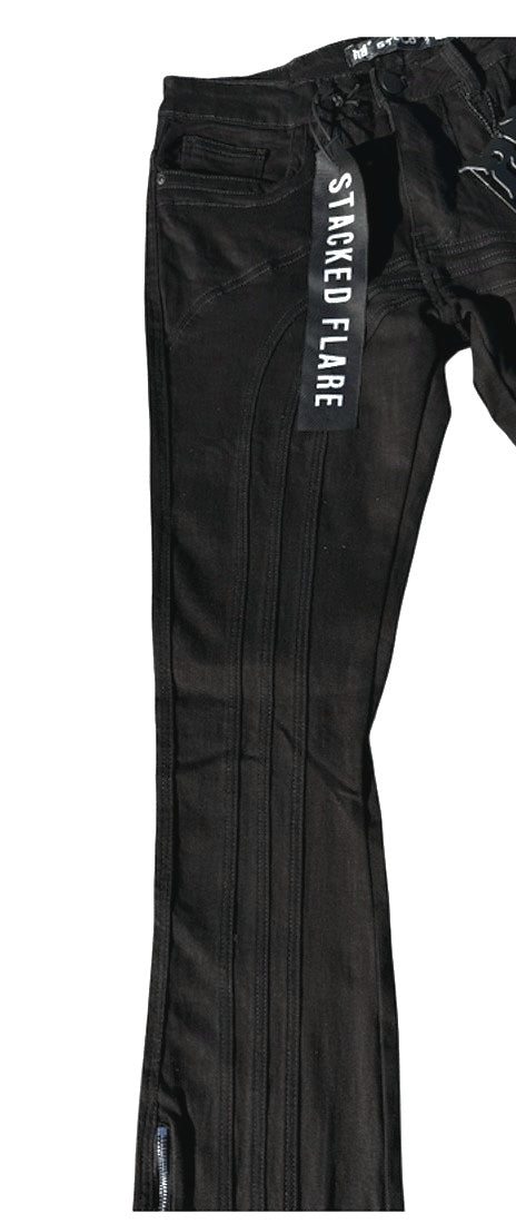 Cut and Sewn Panel Black Stacked Flare