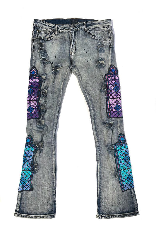 TEMPLE STACK JEANS MID WASH