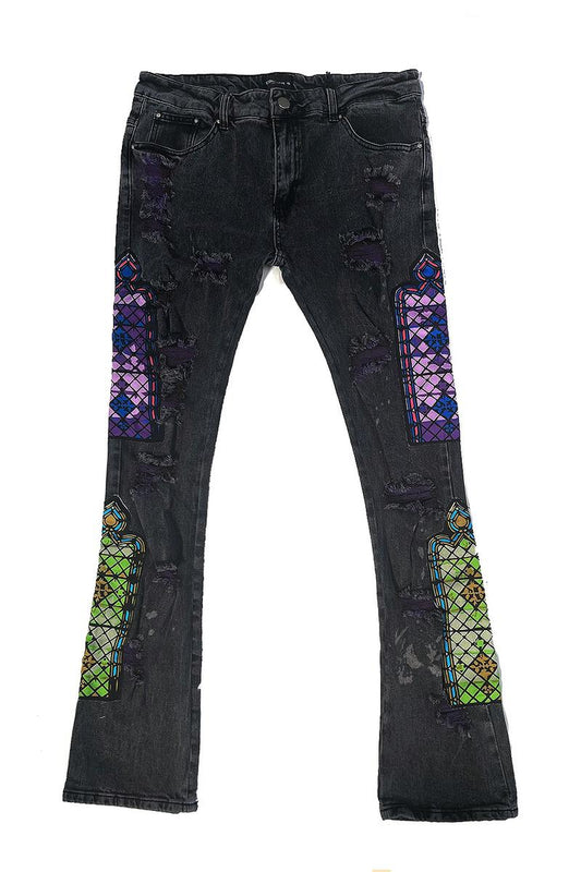 TEMPLE STACK JEANS BLACK WASH