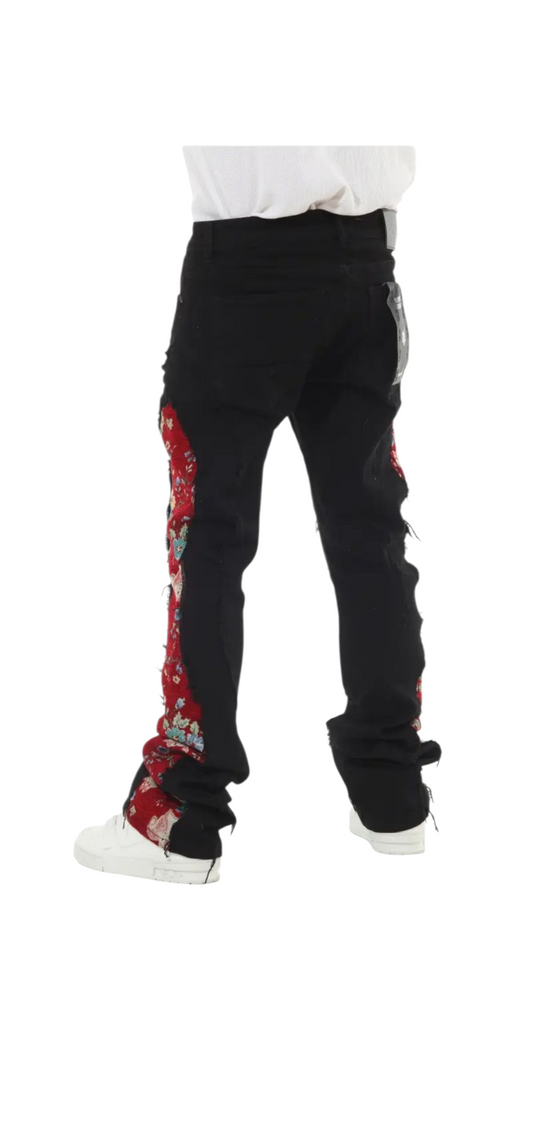 BLACK TAPESTRY STACK JEANS