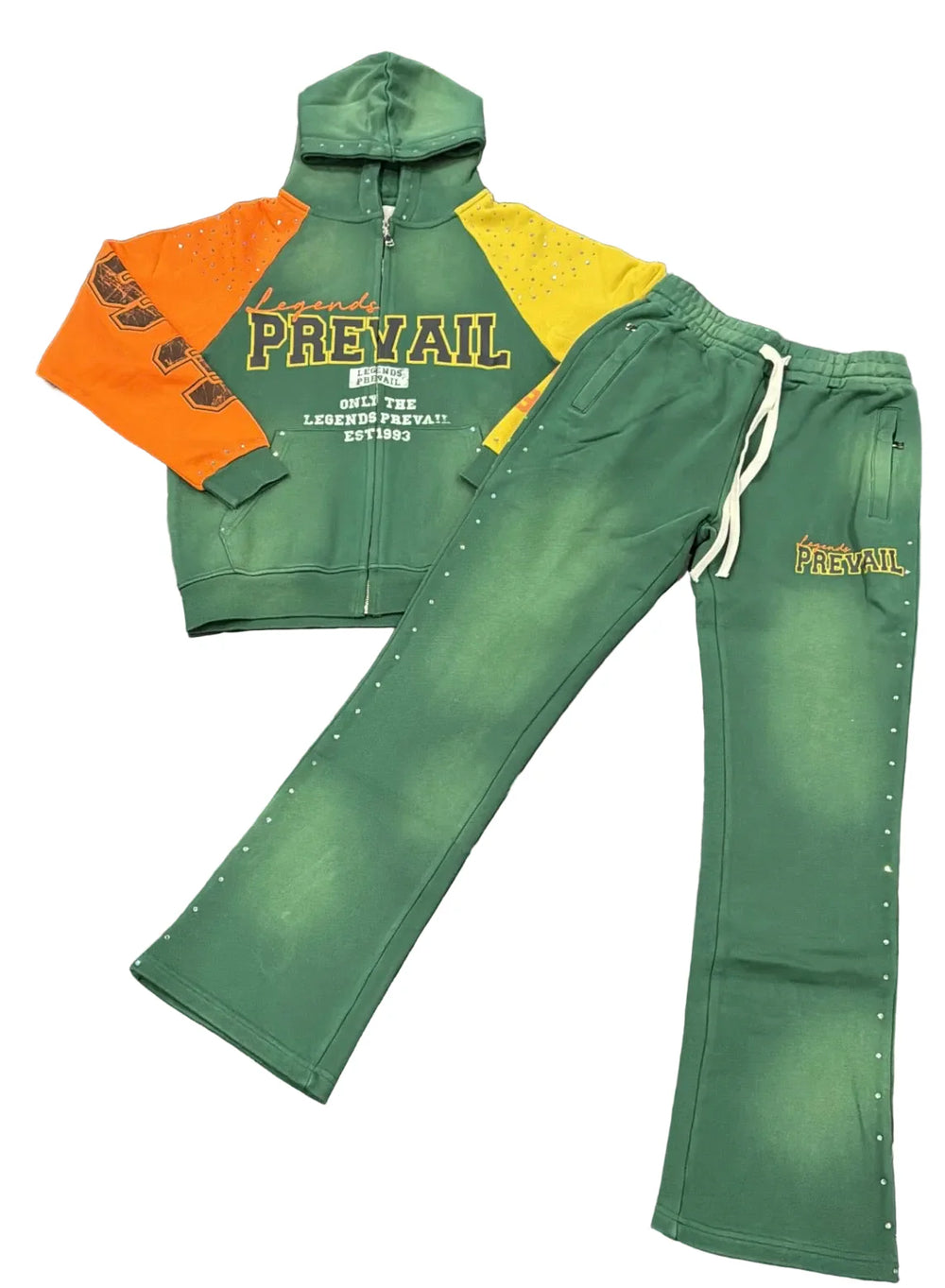 LEGENDS PREVAIL  SWEAT SUITS GREEN/ORANGE/YELLOW