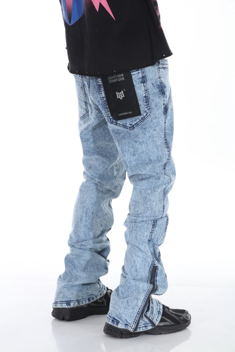 Cut and Sewn Panel Acid Light Blue Stacked Flare