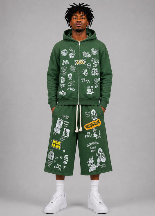 3 QUARTER SHORT SET GREEN