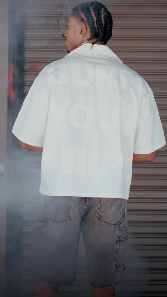 NO PEACE BUTTON DOWN WHITE