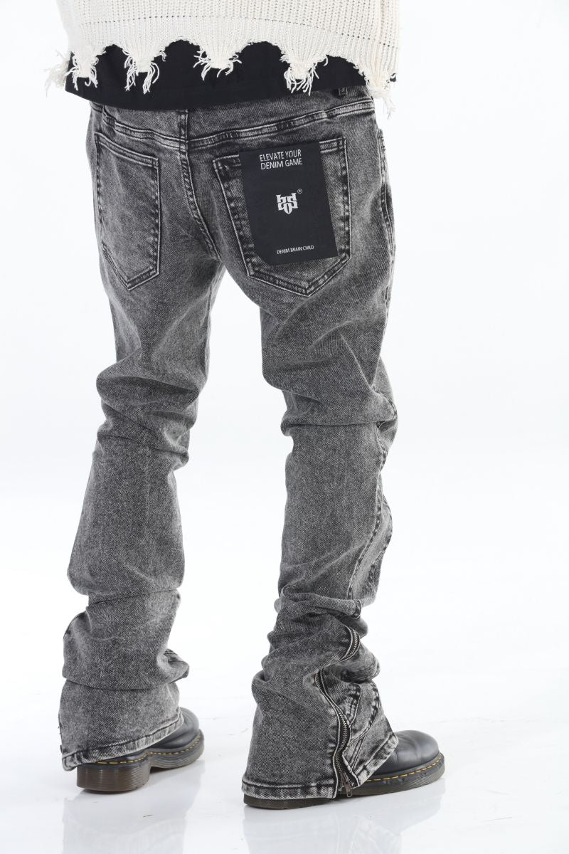 Cut and Sewn Panel Acid Wash Stacked Flare