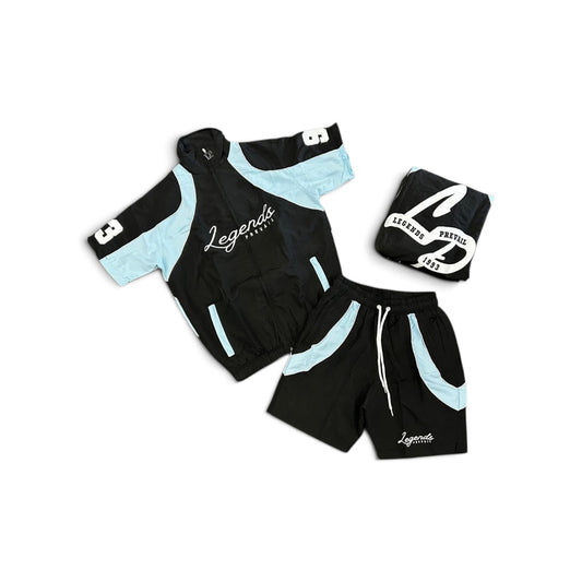 Blk/Sky Blue Crinkle Set