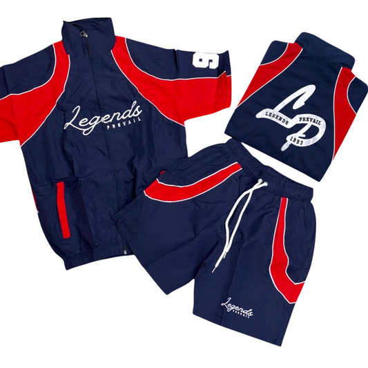 NAVY/Red Crinkle Set