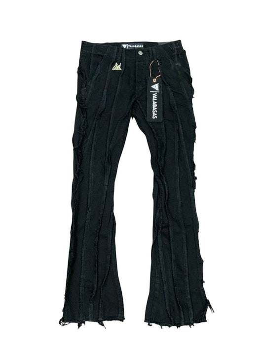 TWISTED" STACKED BLACK DENIM