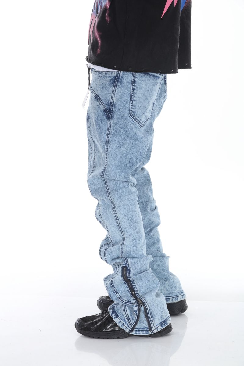 Cut and Sewn Panel Acid Light Blue Stacked Flare