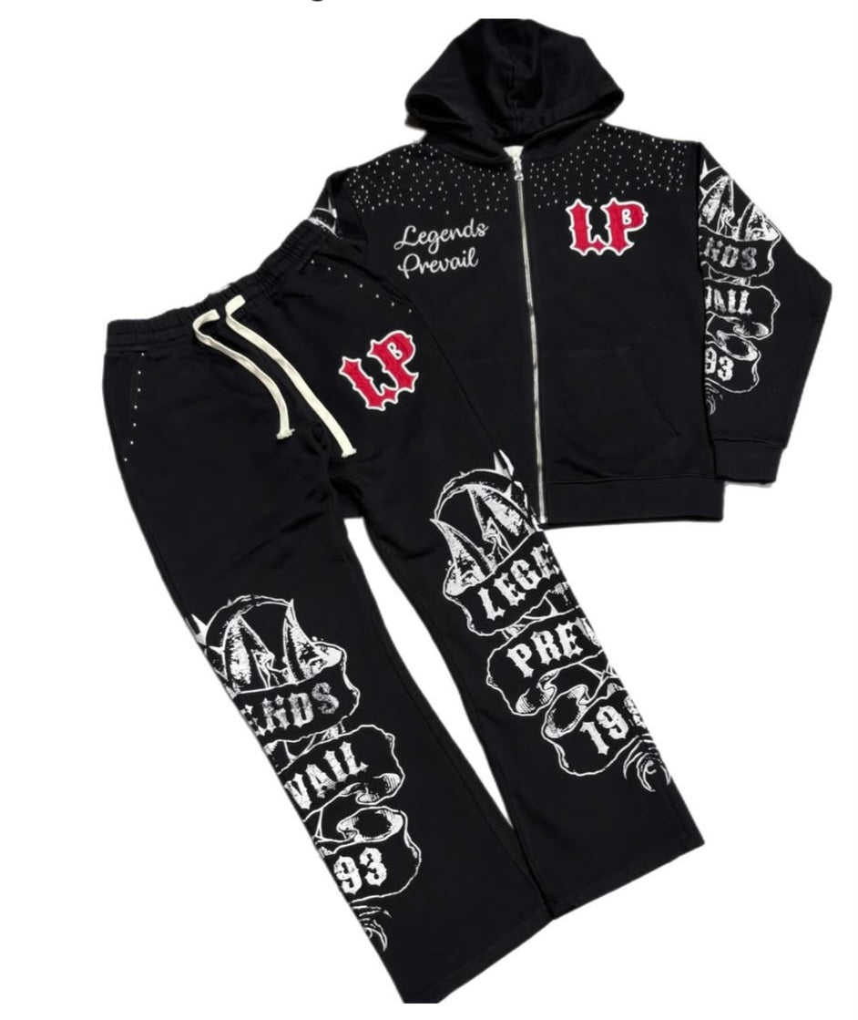 LEGENDS PREVAIL  SWEATSUITS BLACK/RED