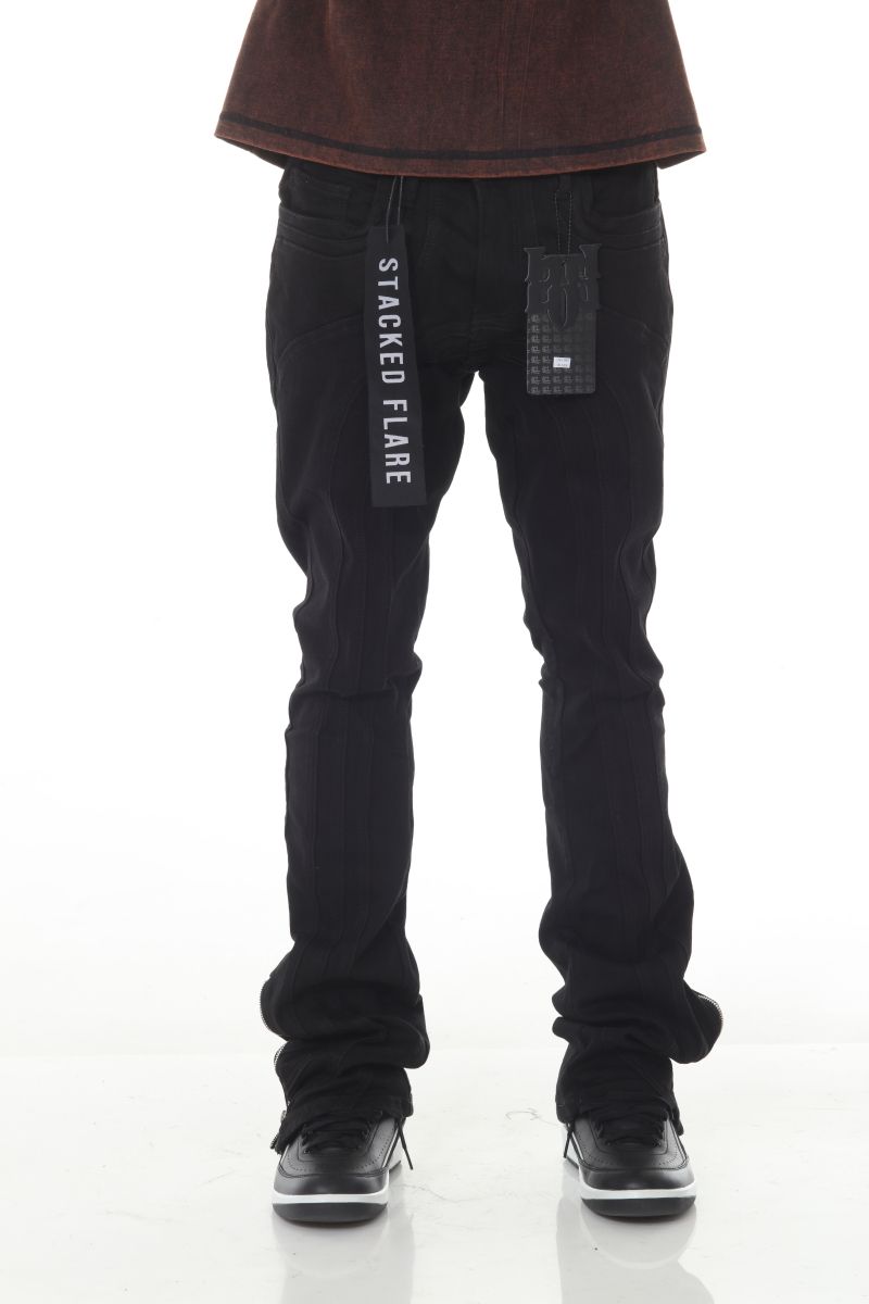 Cut and Sewn Panel Black Stacked Flare