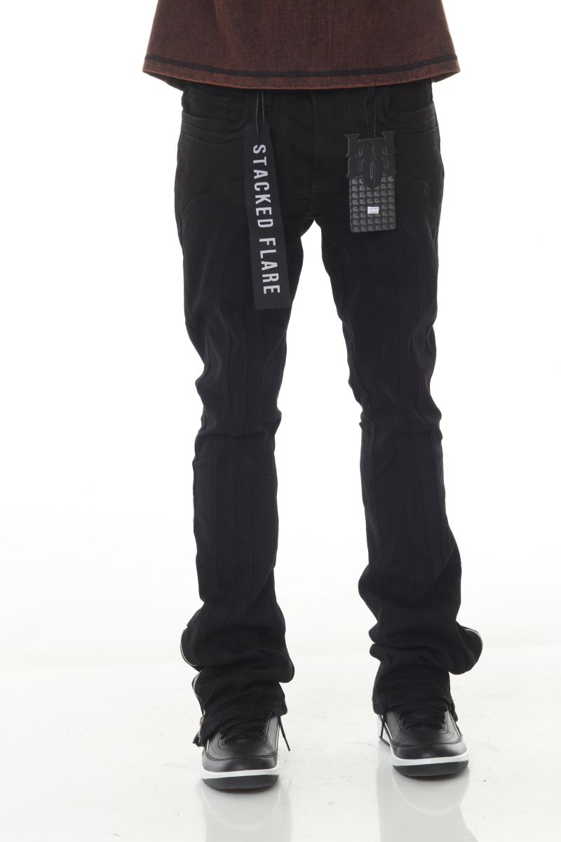 Cut and Sewn Panel Black Stacked Flare